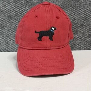 Harding Lane Kids Black Dog Needlepoint Baseball Hat Weathered Red New England